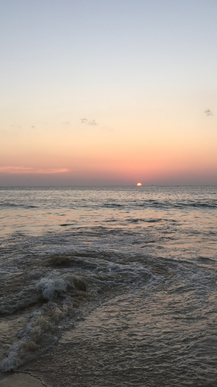 大海, 流体, 液体, 气氛, 日落 壁纸 750x1334 允许