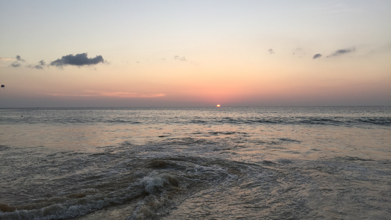 Meer, Flüssigkeit, Atmosphäre, Sonnenuntergang, Sonnenaufgang. Wallpaper in 1366x768 Resolution