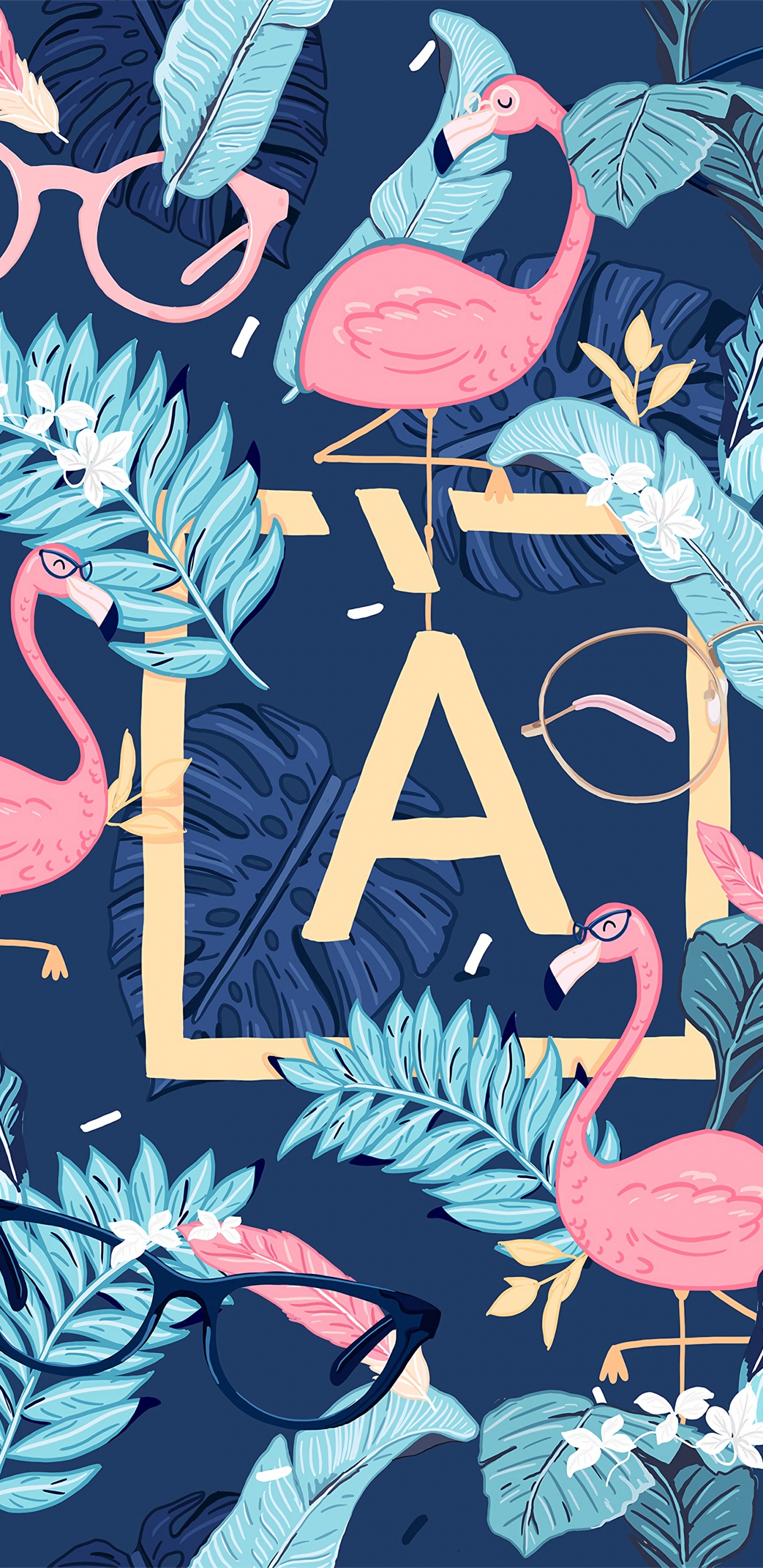 鸟, 插画家, 艺术, 火烈鸟, 想法 壁纸 1440x2960 允许