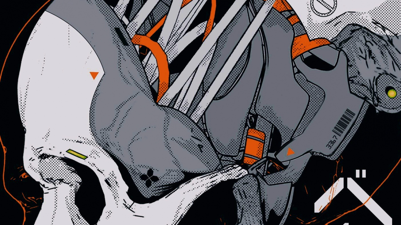 海报, 艺术, 流媒体, 忍者, 机械人 壁纸 1366x768 允许