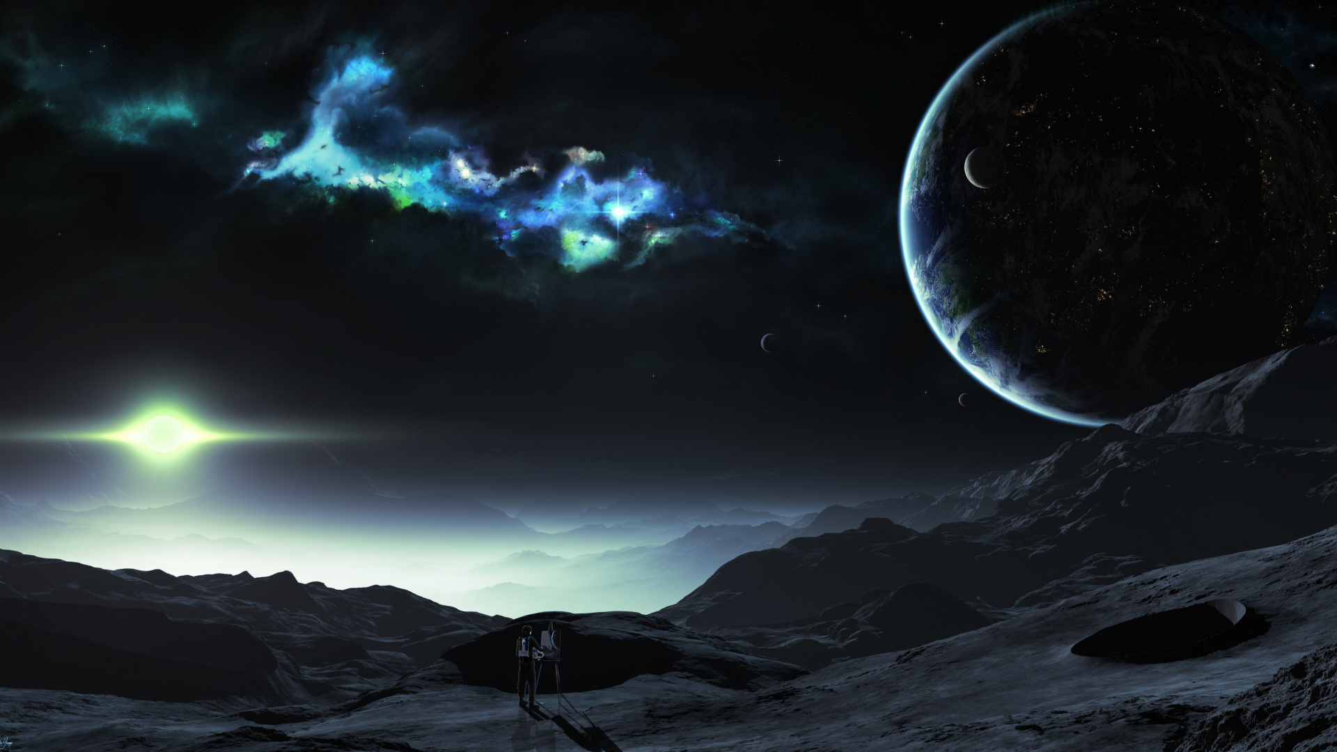 Montagne Couverte de Neige Sous la Pleine Lune. Wallpaper in 1920x1080 Resolution