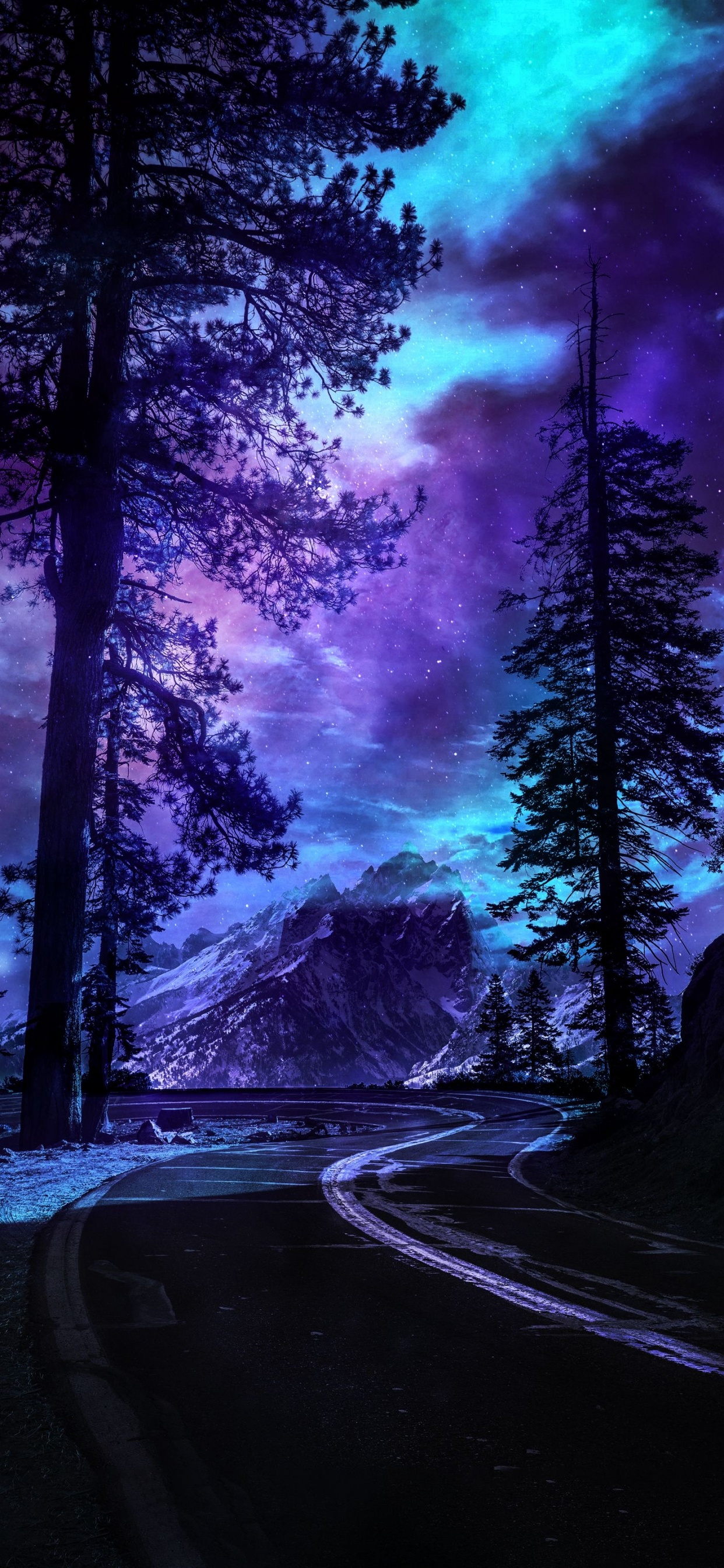 Atmosphère, Purple, Nature, Paysage Naturel, Evergreen. Wallpaper in 1242x2688 Resolution