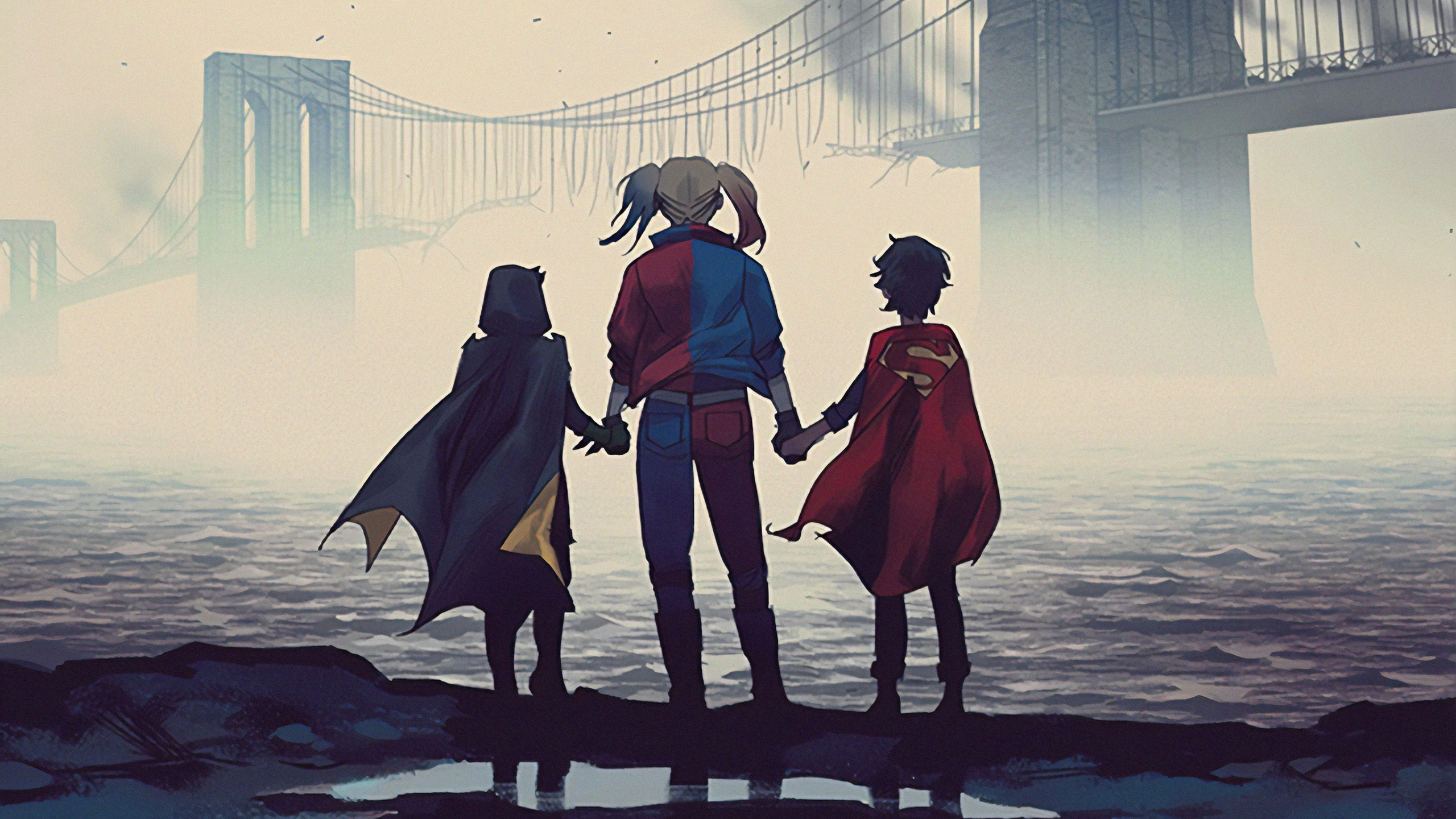 2 Person in Red and Yellow Coat Walking on Gray Concrete Bridge During Daytime. Wallpaper in 2560x1440 Resolution