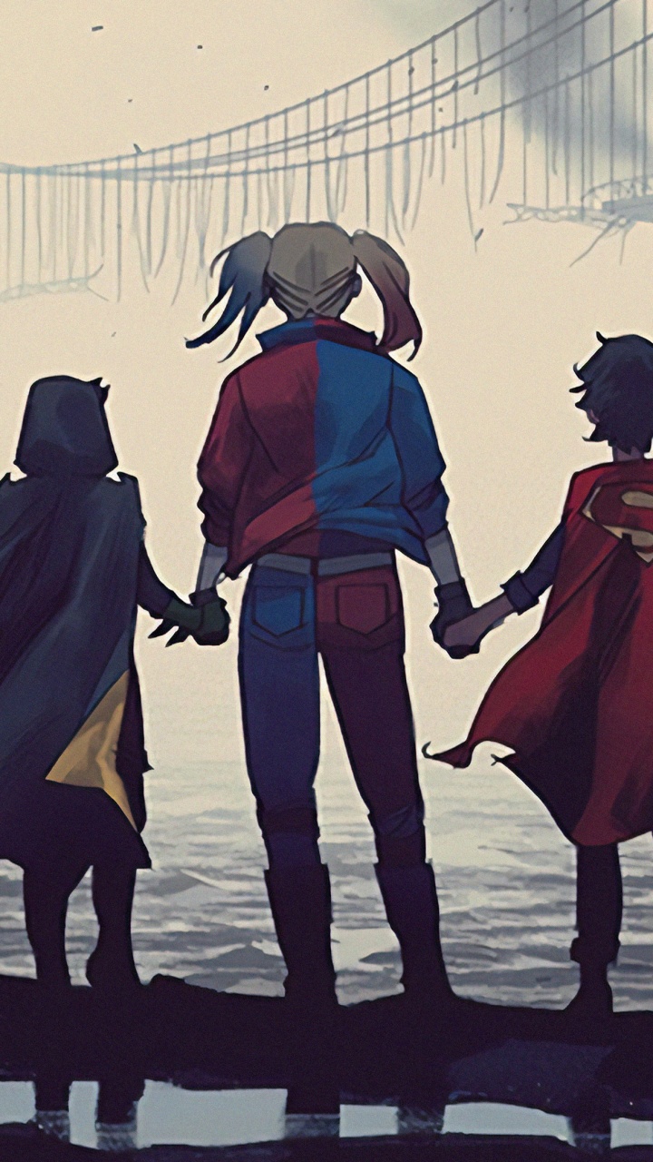 2 Personne en Manteau Rouge et Jaune Marchant Sur un Pont en Béton Gris Pendant la Journée. Wallpaper in 720x1280 Resolution