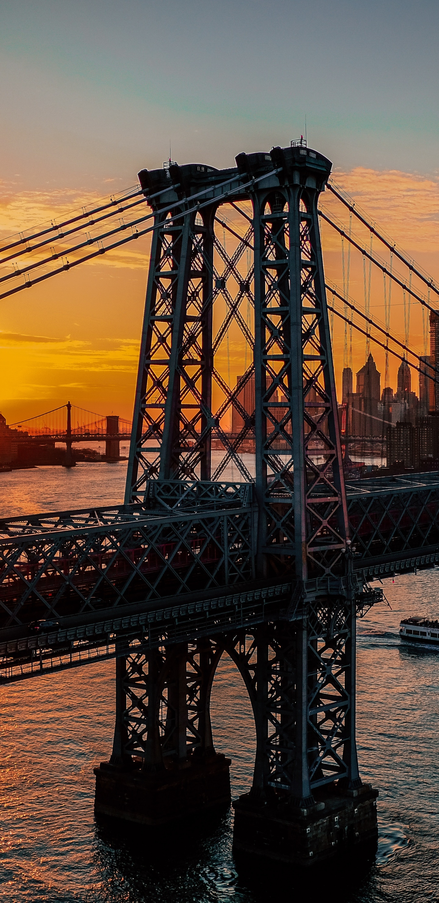 Bridge Over Water During Sunset. Wallpaper in 1440x2960 Resolution