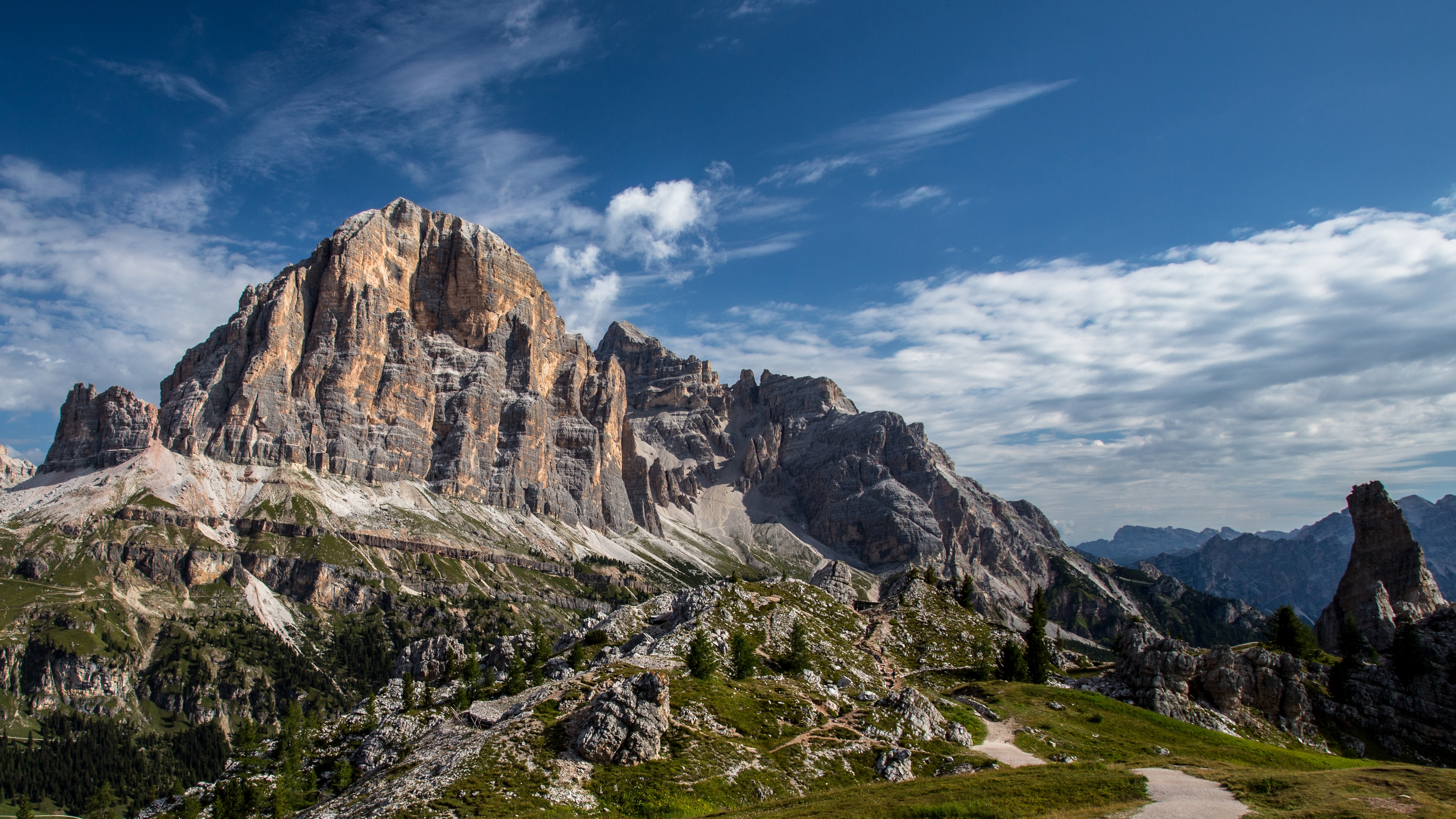 Tofana of Rozes, Mountain, Landscape Painting, Landscape, Cloud. Wallpaper in 3840x2160 Resolution