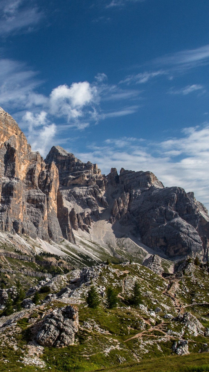 Tofana of Rozes, Mountain, Landscape Painting, Landscape, Cloud. Wallpaper in 720x1280 Resolution