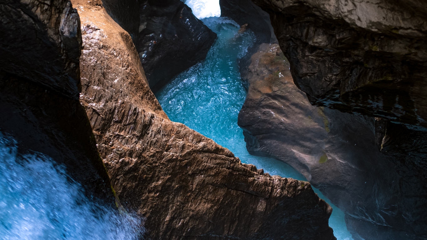 Agua, Cascada, Cañon, Los Recursos de Agua, Azure. Wallpaper in 1366x768 Resolution