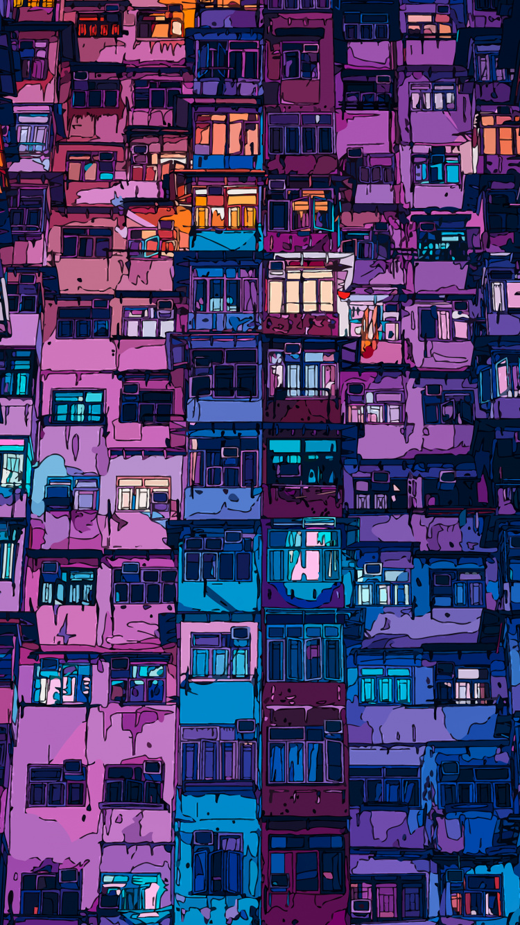 Building, Purple, Rectangle, Window, Urban Design. Wallpaper in 750x1334 Resolution