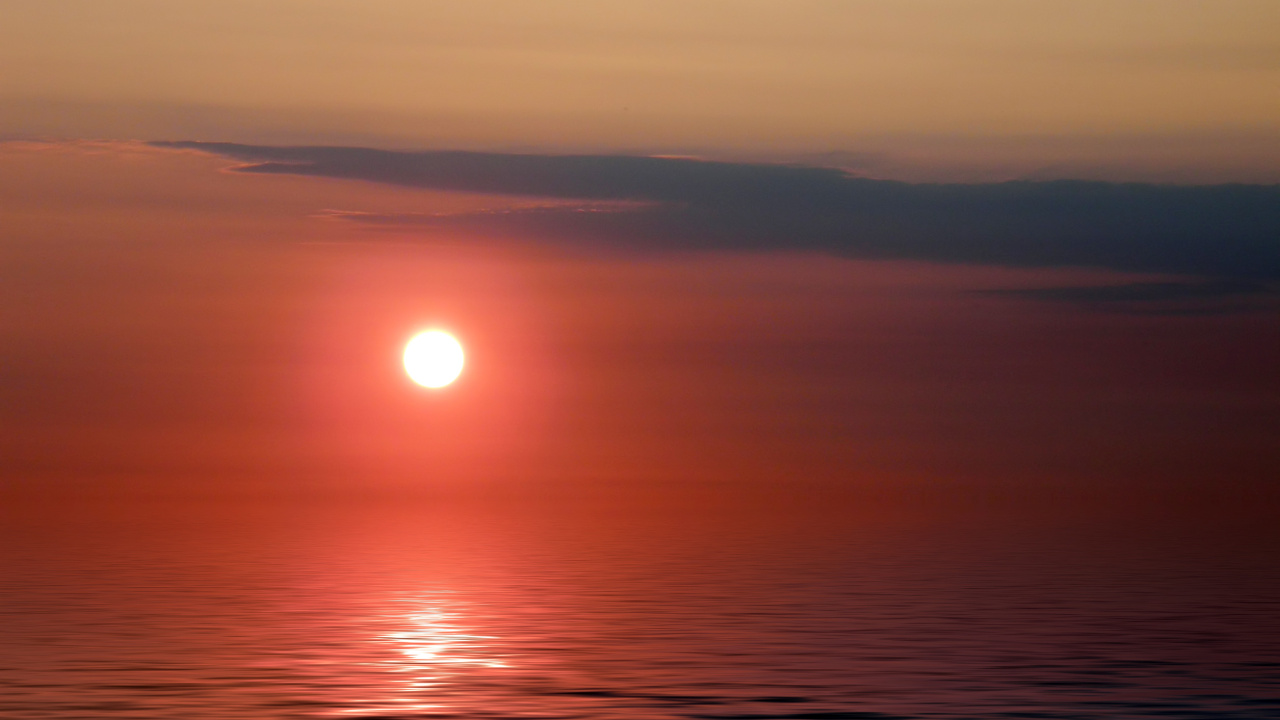 Soir, Horizon, Soleil, Lever, Mer. Wallpaper in 1280x720 Resolution