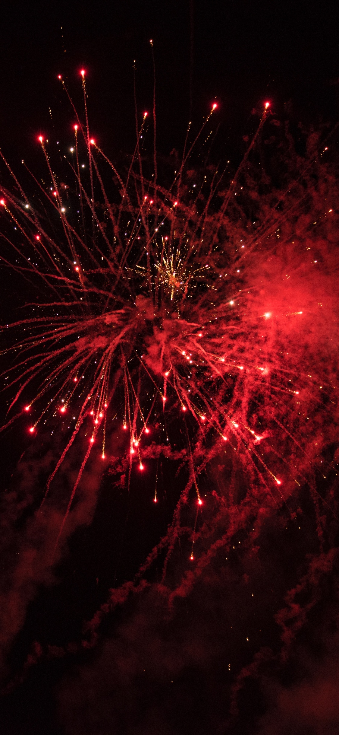 Fireworks, Firecracker, Red, Light, Night. Wallpaper in 1125x2436 Resolution