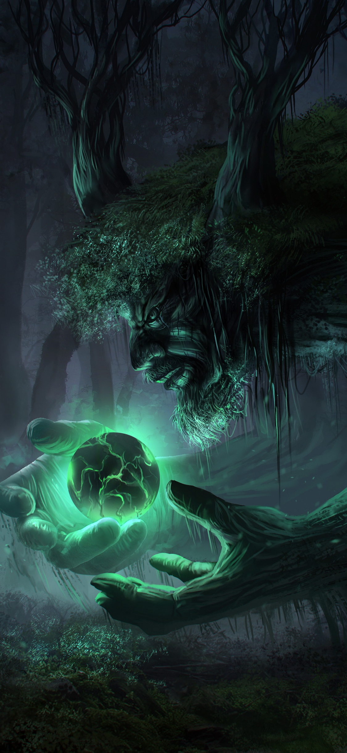 Forêt Fantastique Sombre, Forêt, Forêt Enchantée, Dark Fantasy, Art. Wallpaper in 1125x2436 Resolution