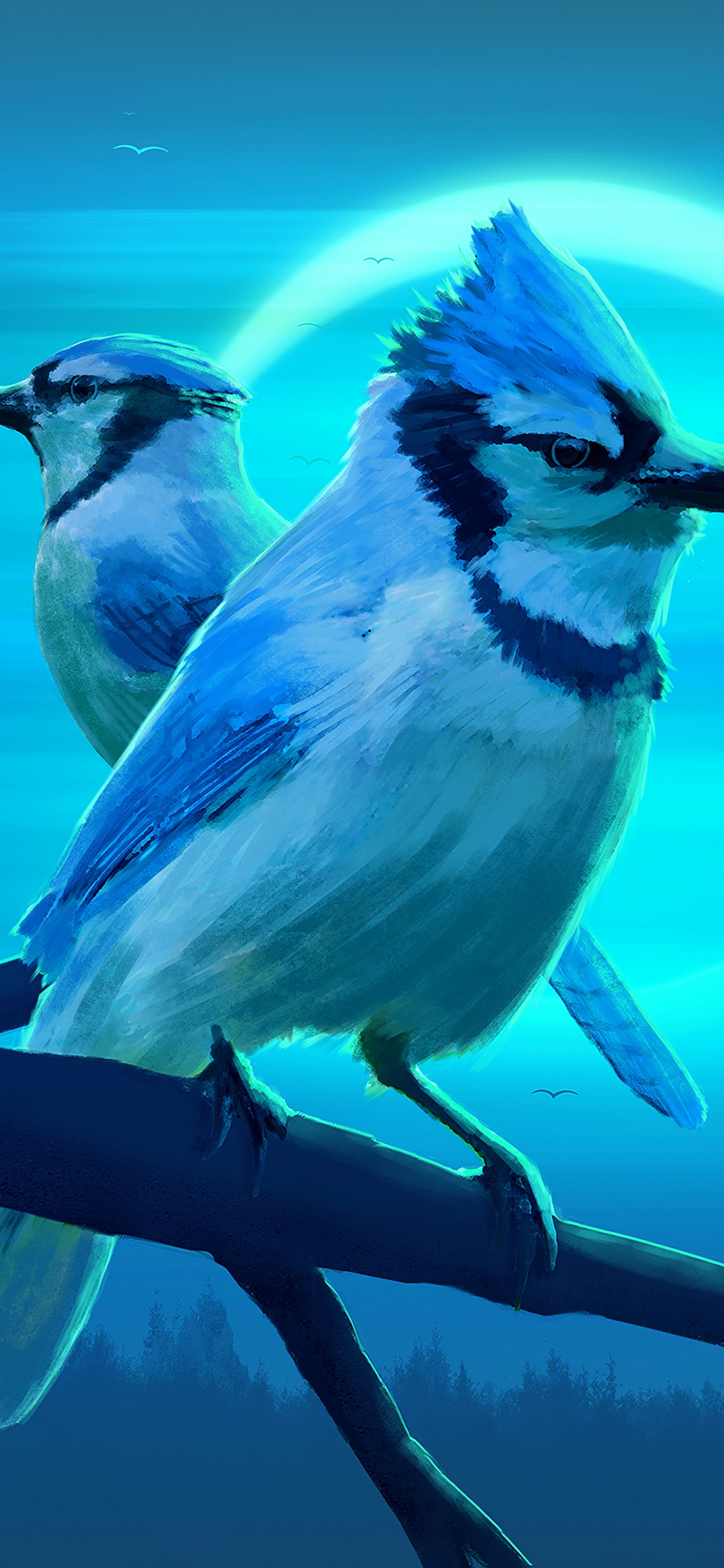 Pájaro Azul y Blanco en la Rama de un Árbol Marrón. Wallpaper in 1125x2436 Resolution