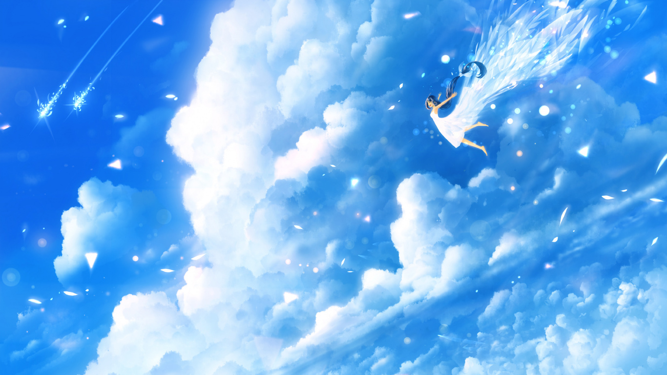 Personne en Costume Noir et Blanc Faisant Des Cascades Sous Des Nuages Blancs et un Ciel Bleu Pendant la Journée. Wallpaper in 1366x768 Resolution