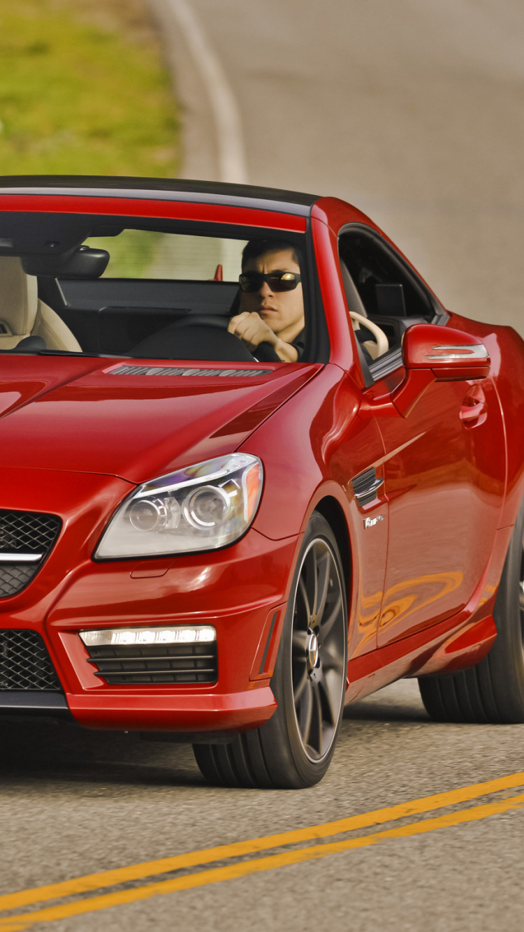 Red Mercedes Benz Coupe on Road During Daytime. Wallpaper in 750x1334 Resolution