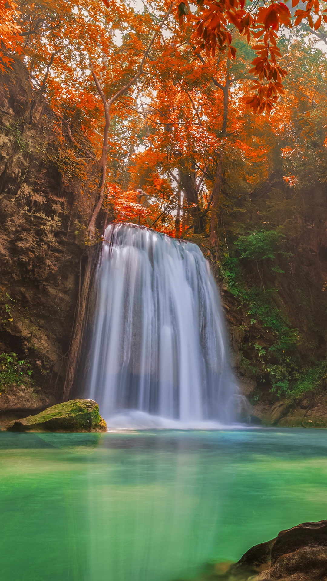 Wasserfälle im Wald Tagsüber. Wallpaper in 1080x1920 Resolution