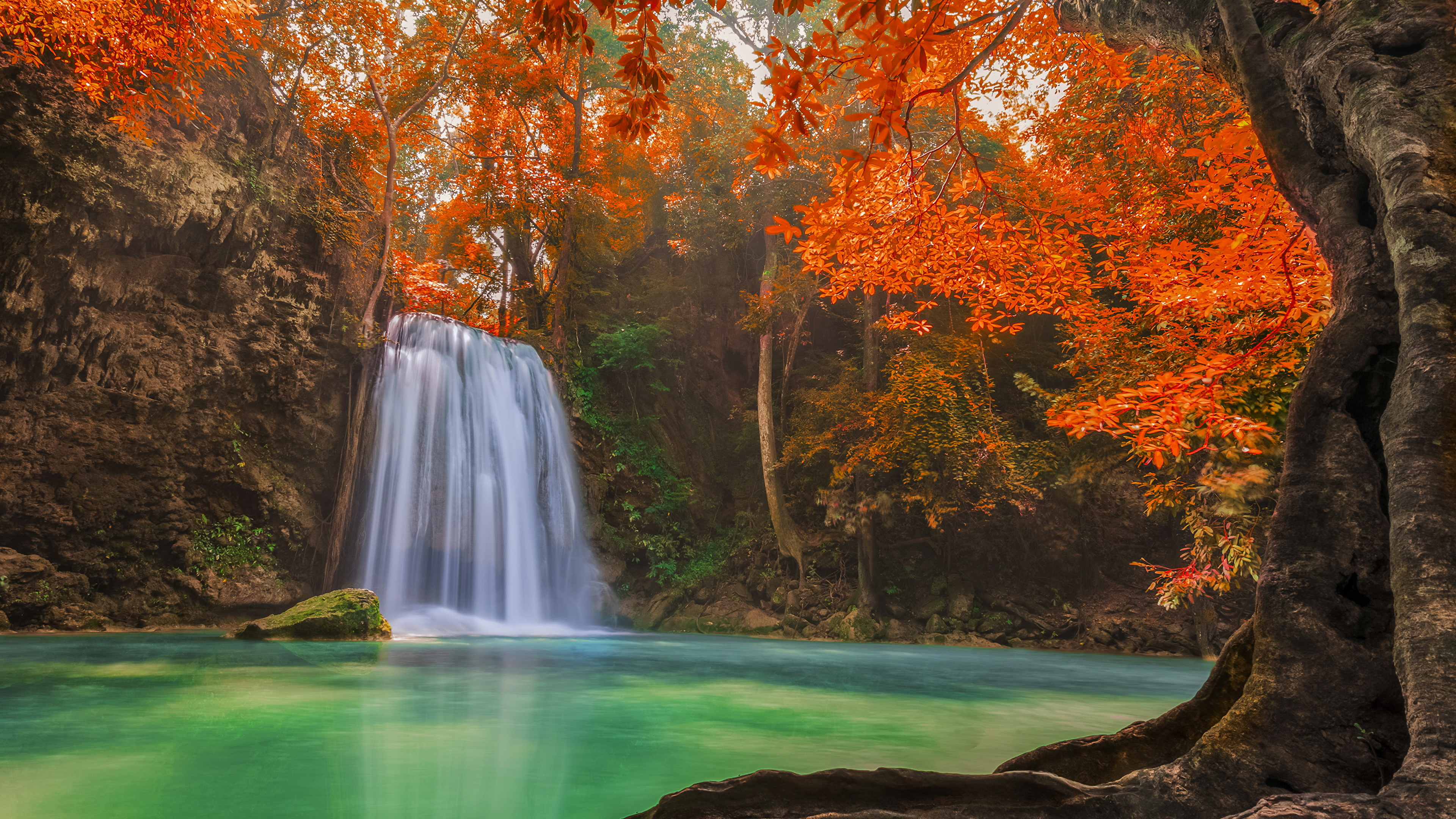 Waterfalls in Forest During Daytime. Wallpaper in 3840x2160 Resolution