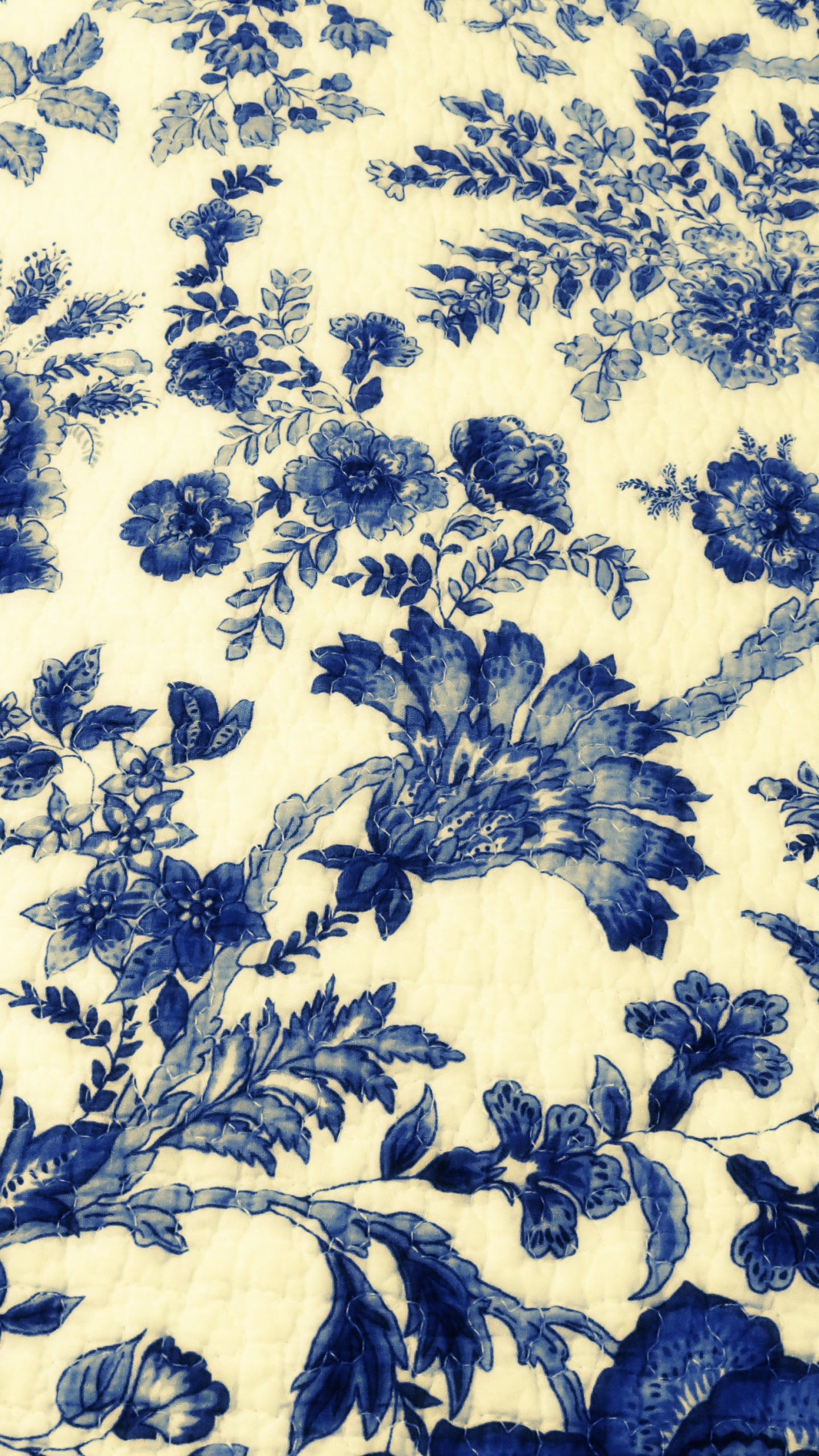 Textile Floral Blanc et Bleu. Wallpaper in 1440x2560 Resolution