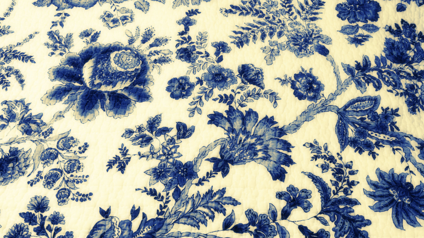 White and Blue Floral Textile. Wallpaper in 1366x768 Resolution