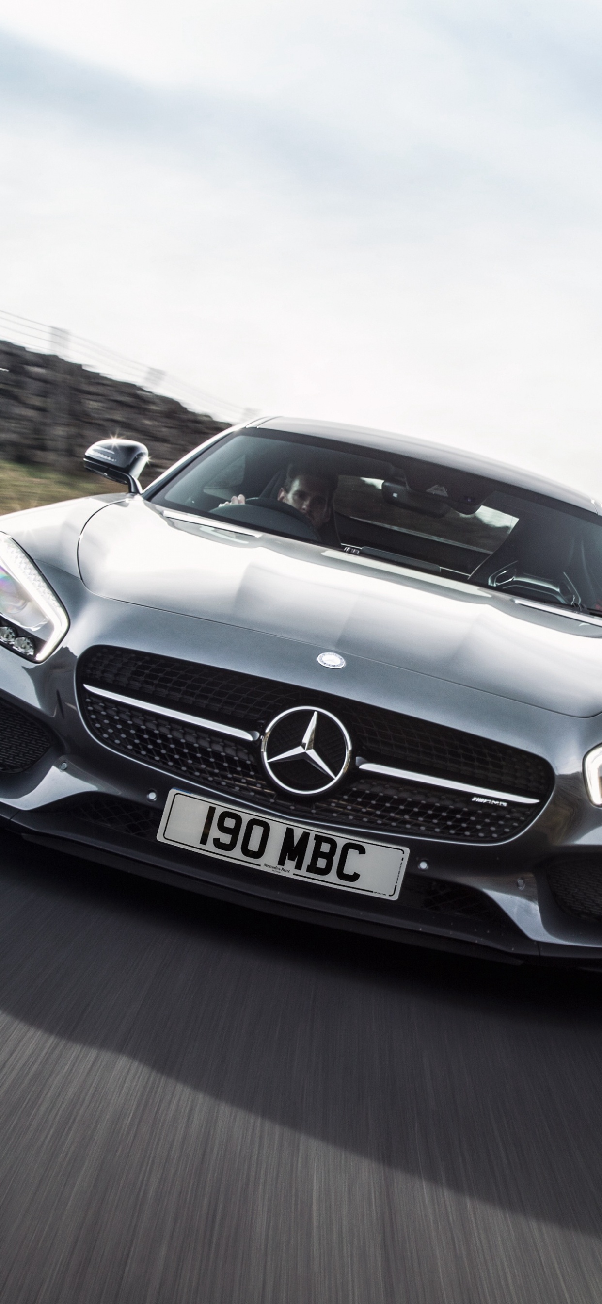 Silver Mercedes Benz Car on Road During Daytime. Wallpaper in 1242x2688 Resolution