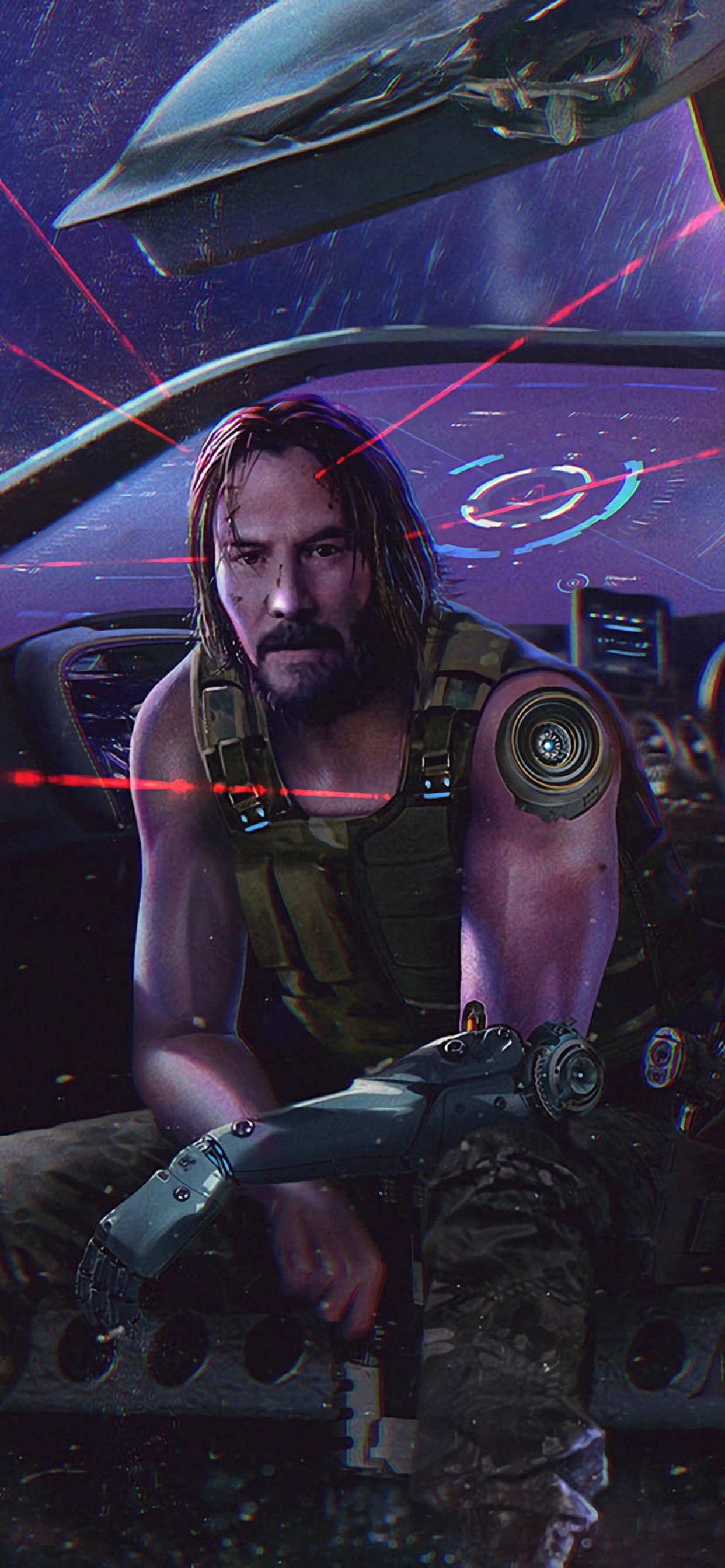 Cyberpunk, Keanu Reeves, Cyberpunk 2077, Cyberpunk 2020, Night. Wallpaper in 1242x2688 Resolution