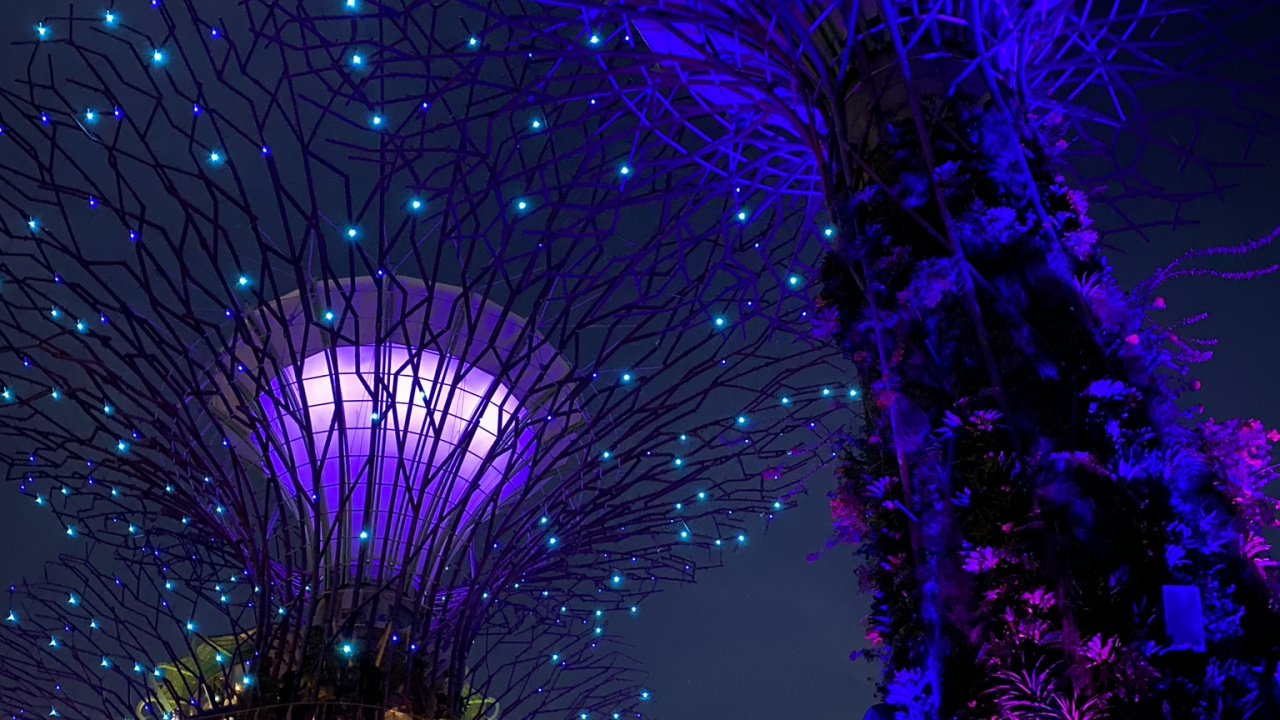 Singapur, Licht, Blau, Purpur, Veilchen. Wallpaper in 1280x720 Resolution