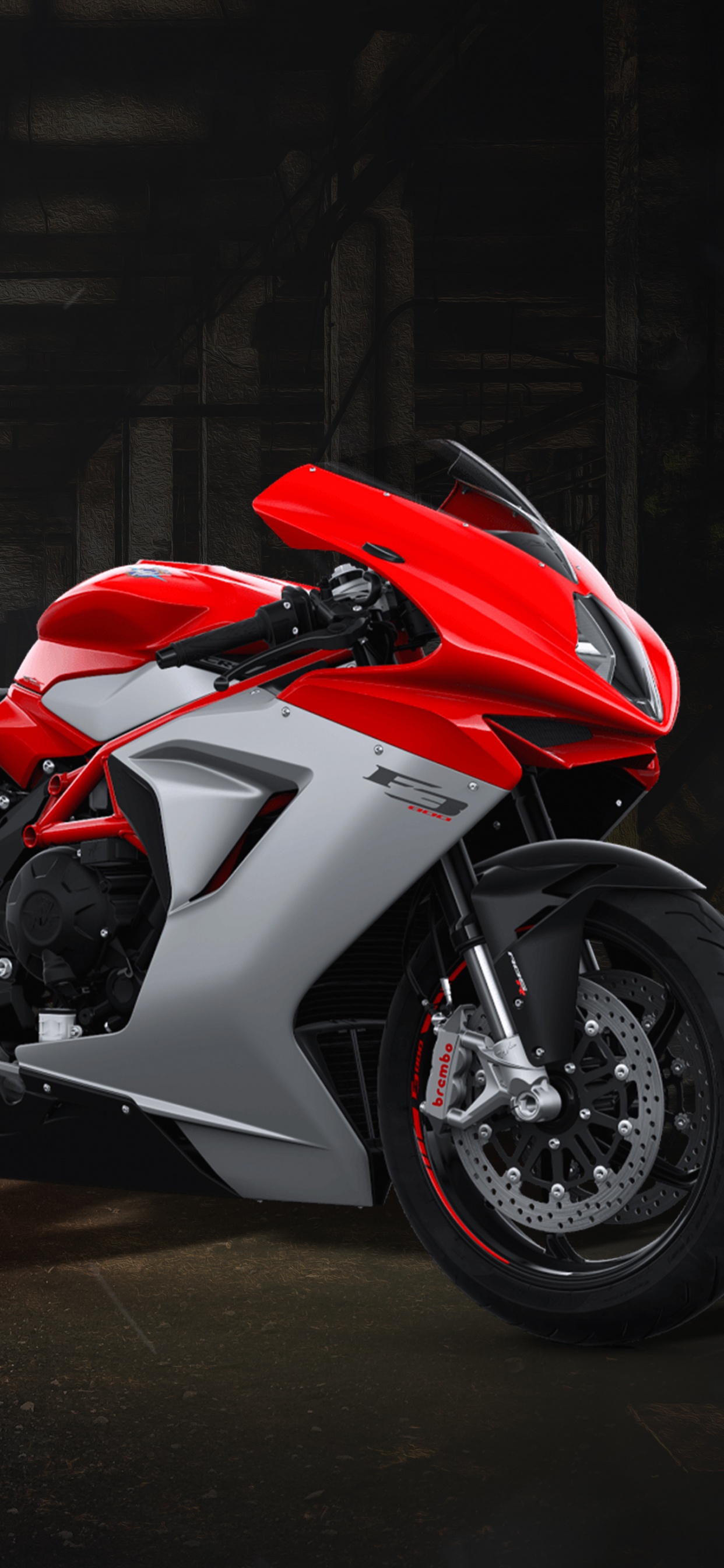 Vélo de Sport Rouge et Blanc Garé Sur Route. Wallpaper in 1242x2688 Resolution