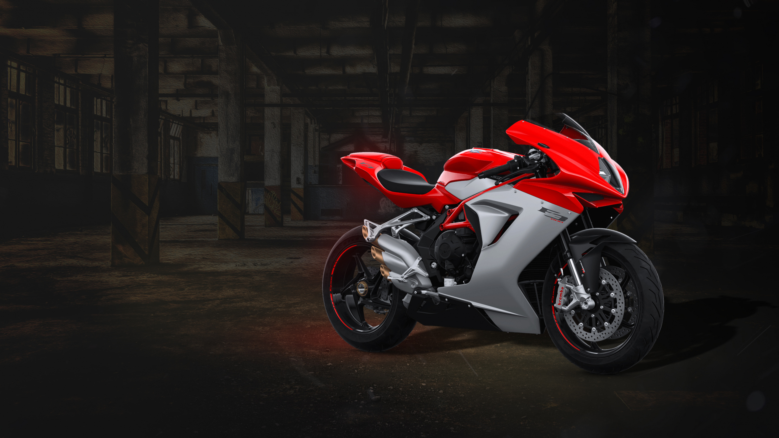 Red and White Sports Bike Parked on Road. Wallpaper in 2560x1440 Resolution