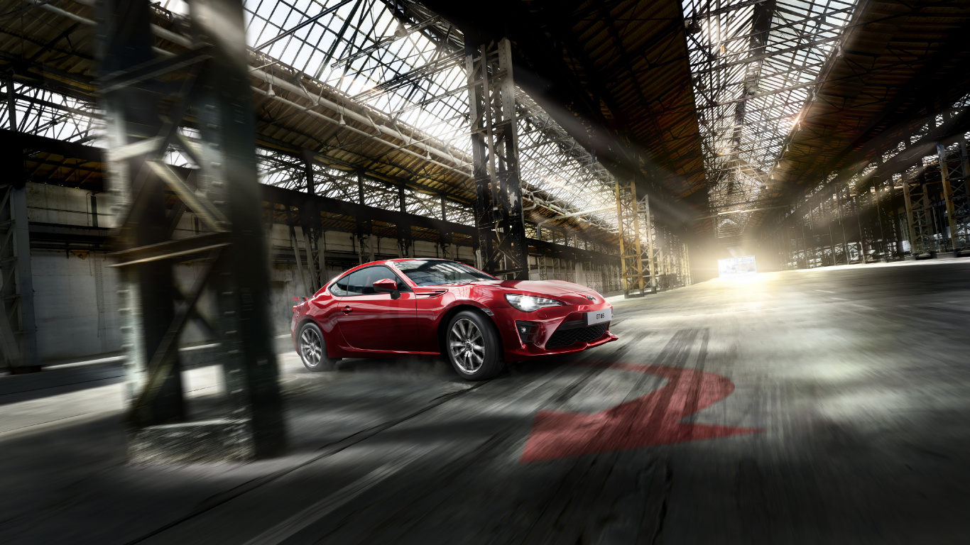 Red Sedan on Road During Daytime. Wallpaper in 1366x768 Resolution