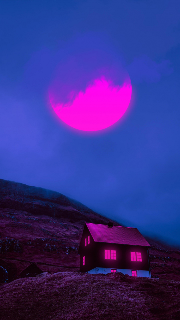 Atmosphäre, Blau, Natur, Purpur, Pink. Wallpaper in 750x1334 Resolution