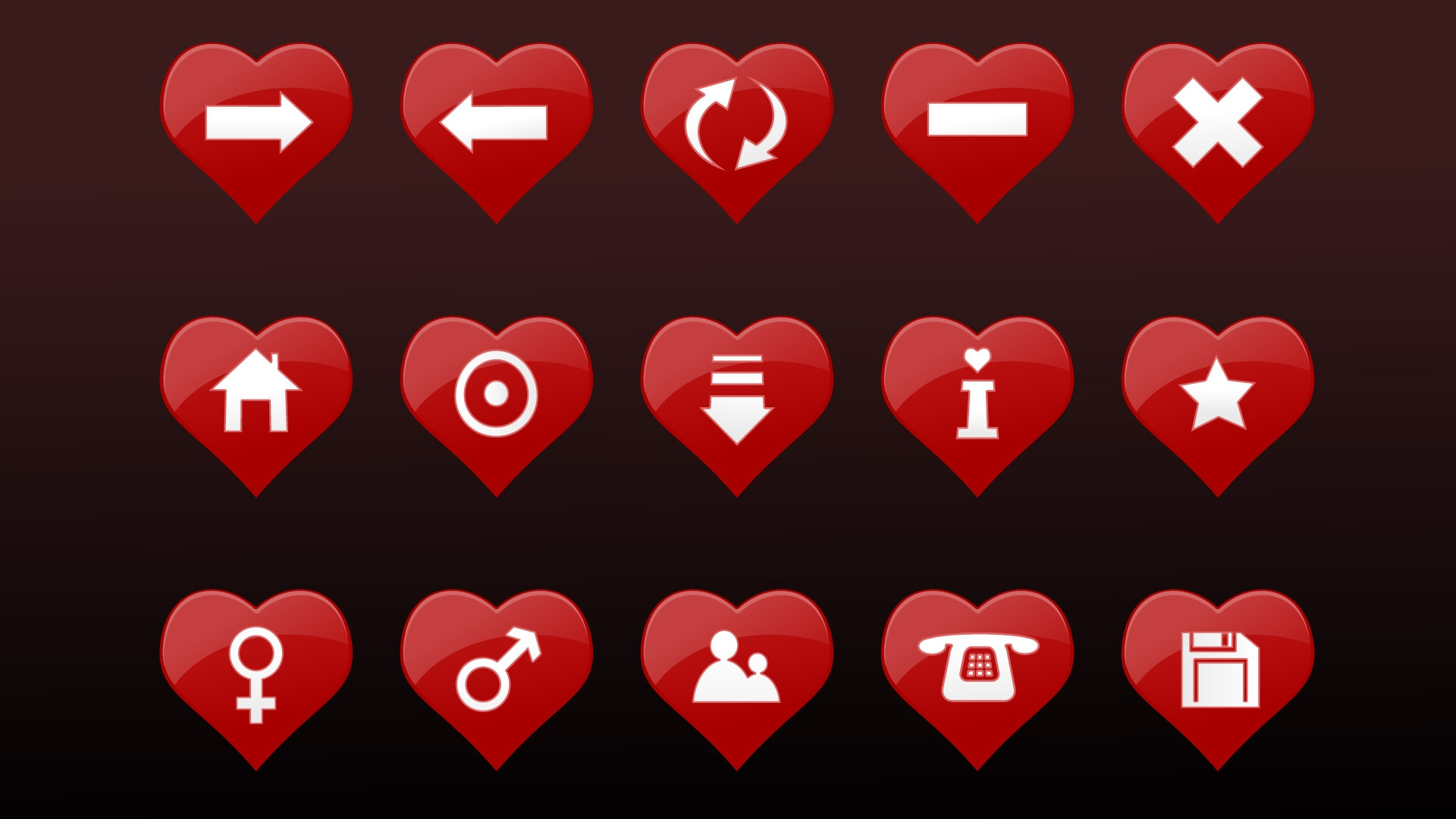 Illustration de Coeurs Rouges et Blancs. Wallpaper in 1920x1080 Resolution