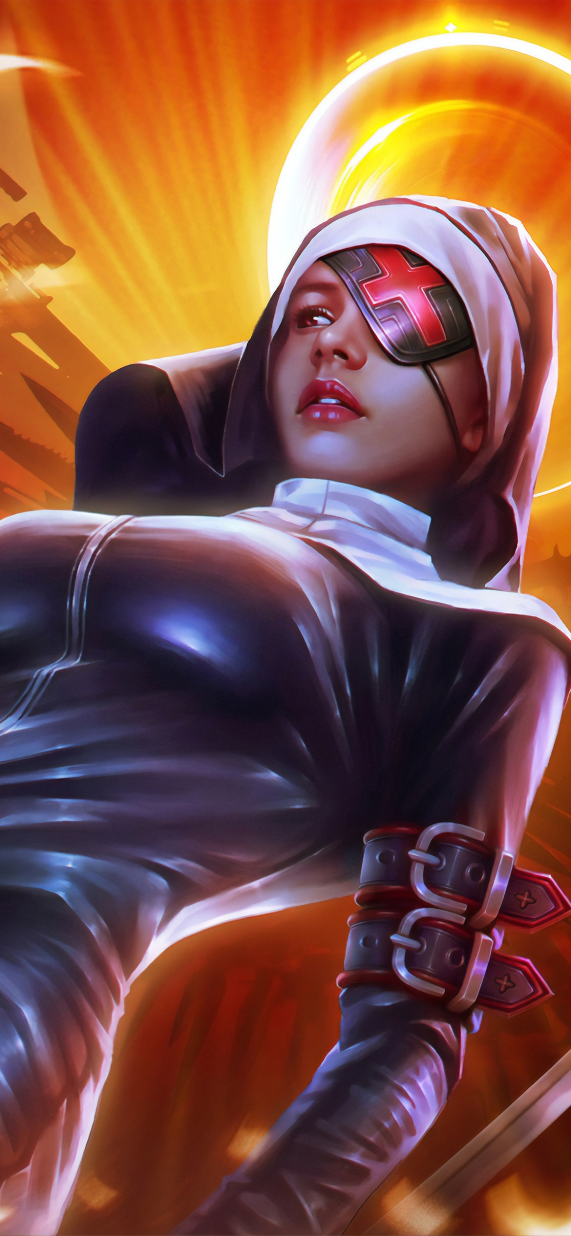 Mujer, En, Chaqueta de Cuero Negro, Tenencia, Rifle. Wallpaper in 1125x2436 Resolution