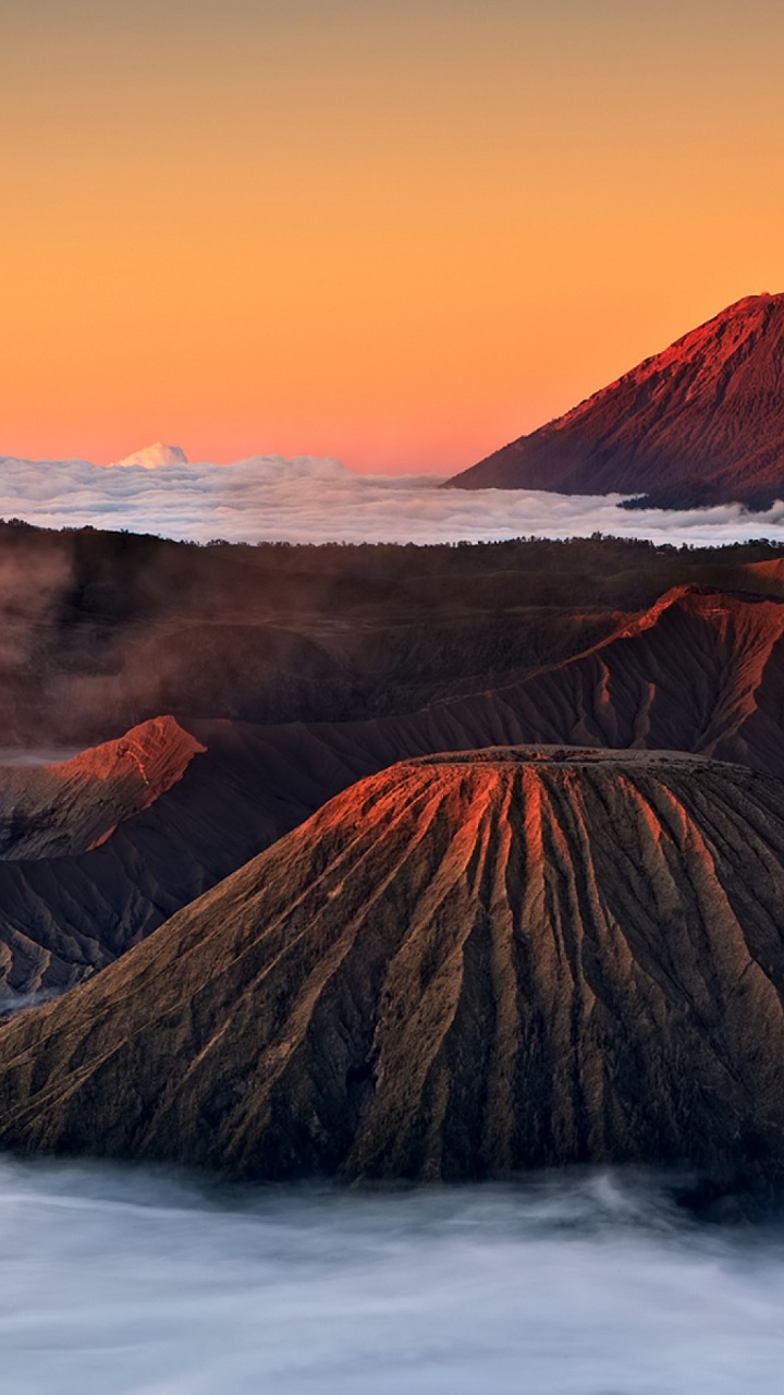 山溴, 塞梅鲁, 静, 成层, 火山的地貌 壁纸 720x1280 允许