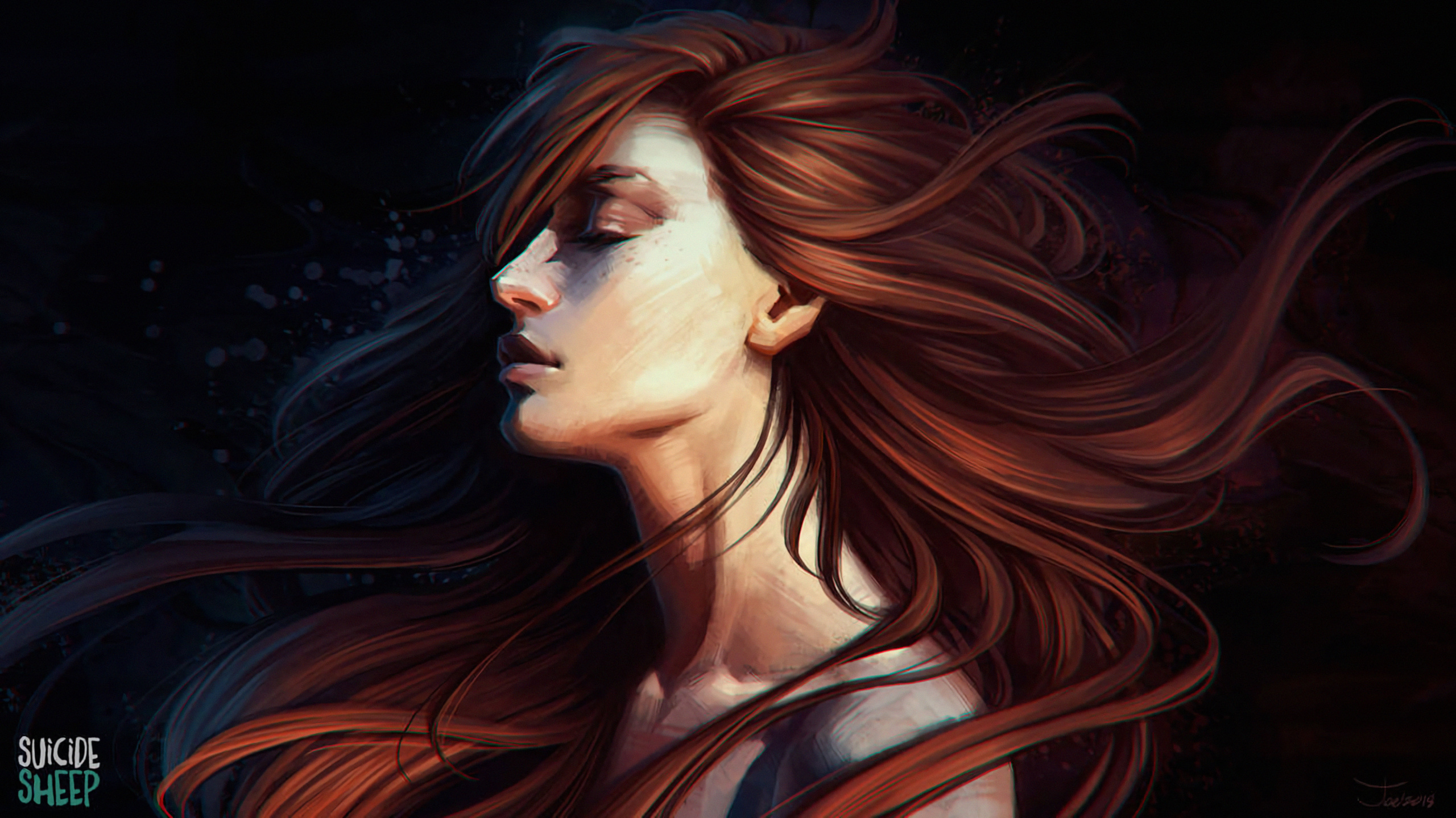 Mujer Con Cabello Castaño y Ojos Negros. Wallpaper in 2560x1440 Resolution