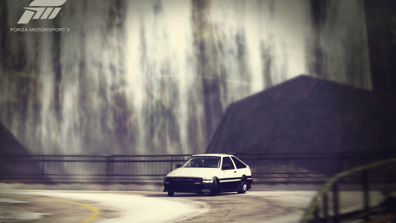 White Sedan on Road During Daytime. Wallpaper in 1366x768 Resolution