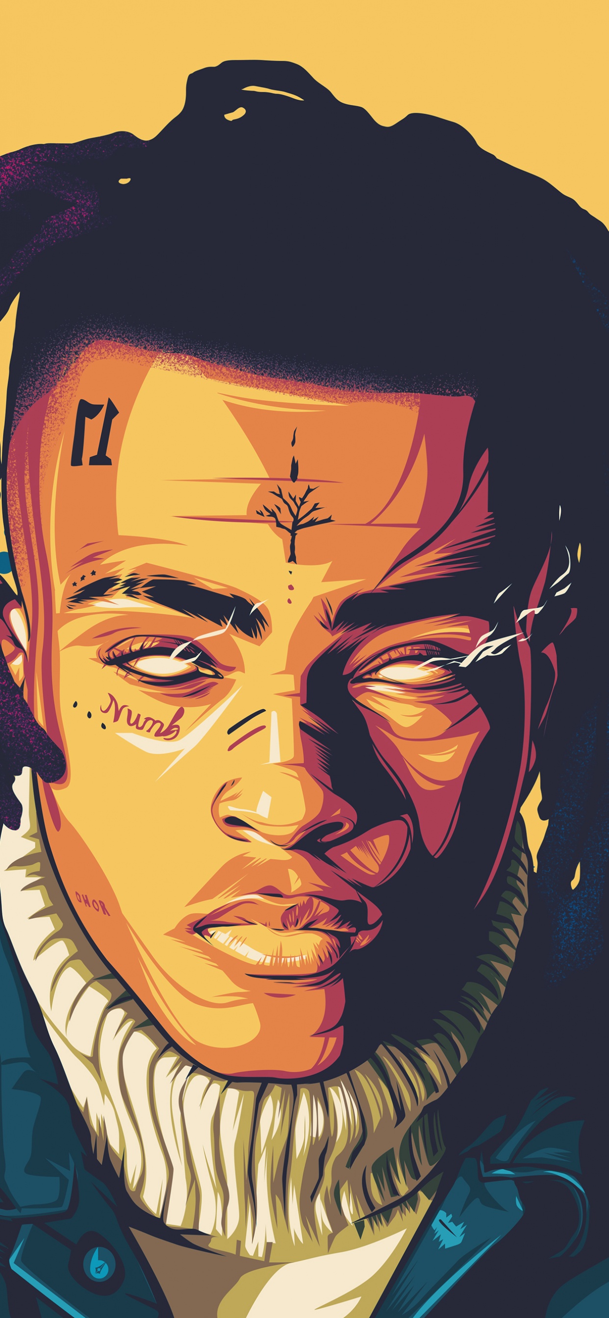 XXXTentacion, 绘画, 额头, 艺术, 很酷的 壁纸 1242x2688 允许