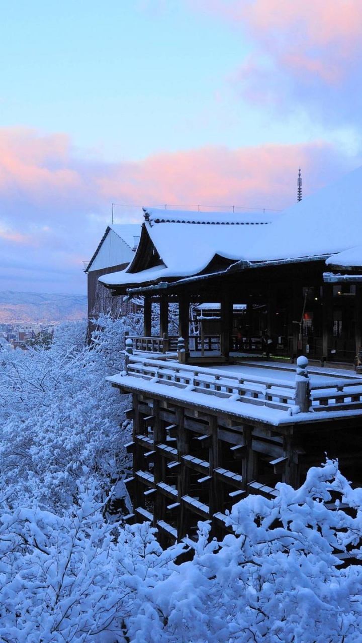 Black and White House on Snow Covered Ground During Daytime. Wallpaper in 720x1280 Resolution
