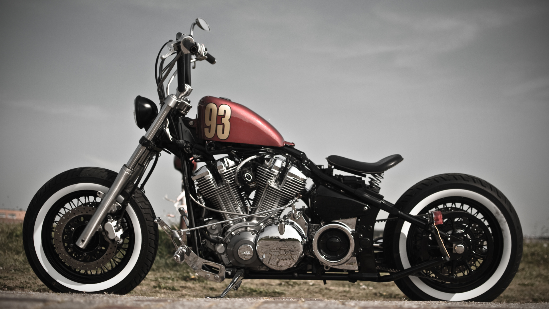 Red and Black Motorcycle on Brown Field. Wallpaper in 1920x1080 Resolution
