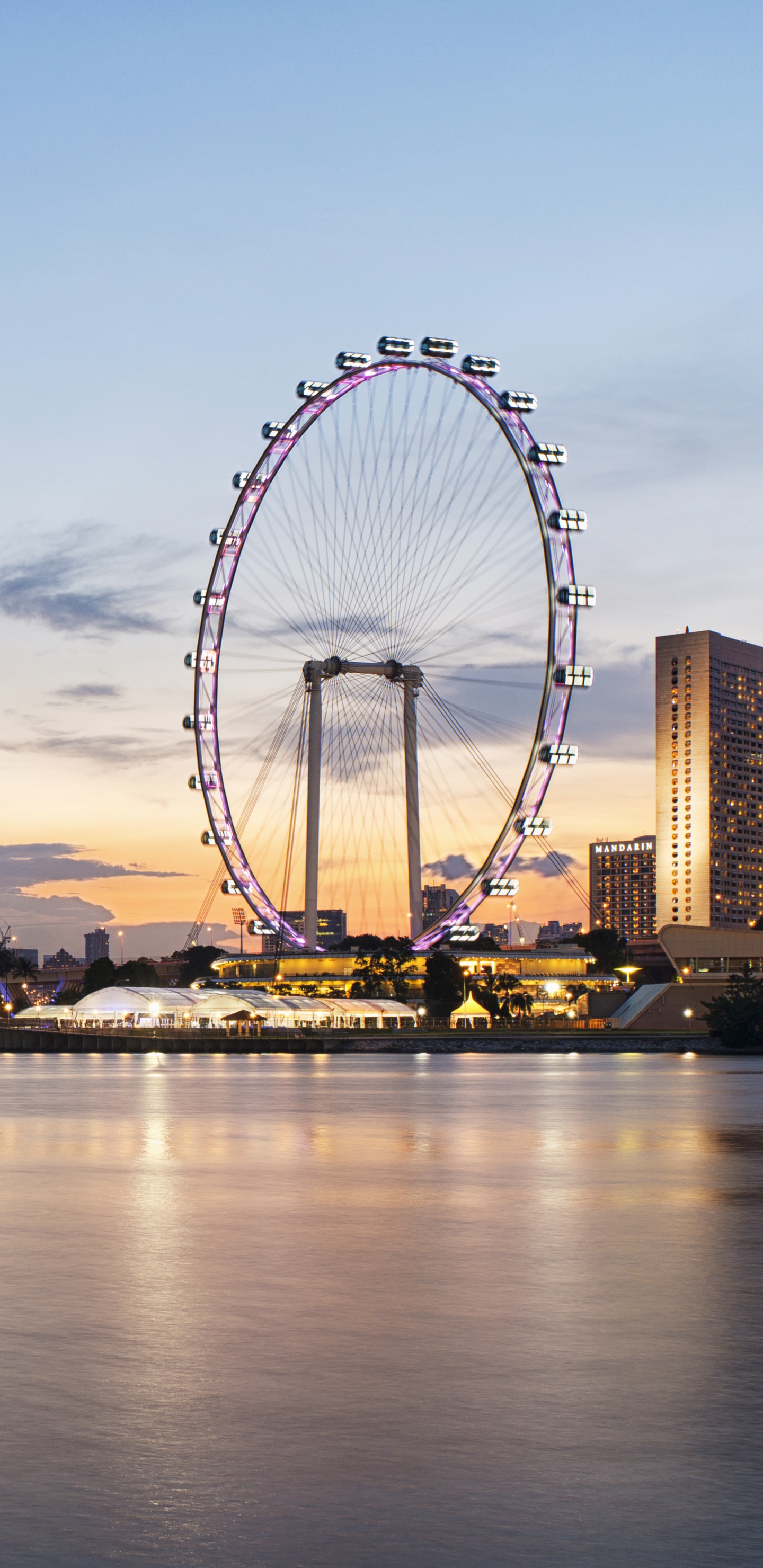 Grande Roue Près Des Bâtiments de la Ville Pendant la Nuit. Wallpaper in 1440x2960 Resolution