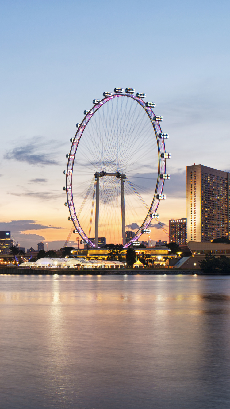 Ferris Wheel Near City Buildings During Night Time. Wallpaper in 750x1334 Resolution