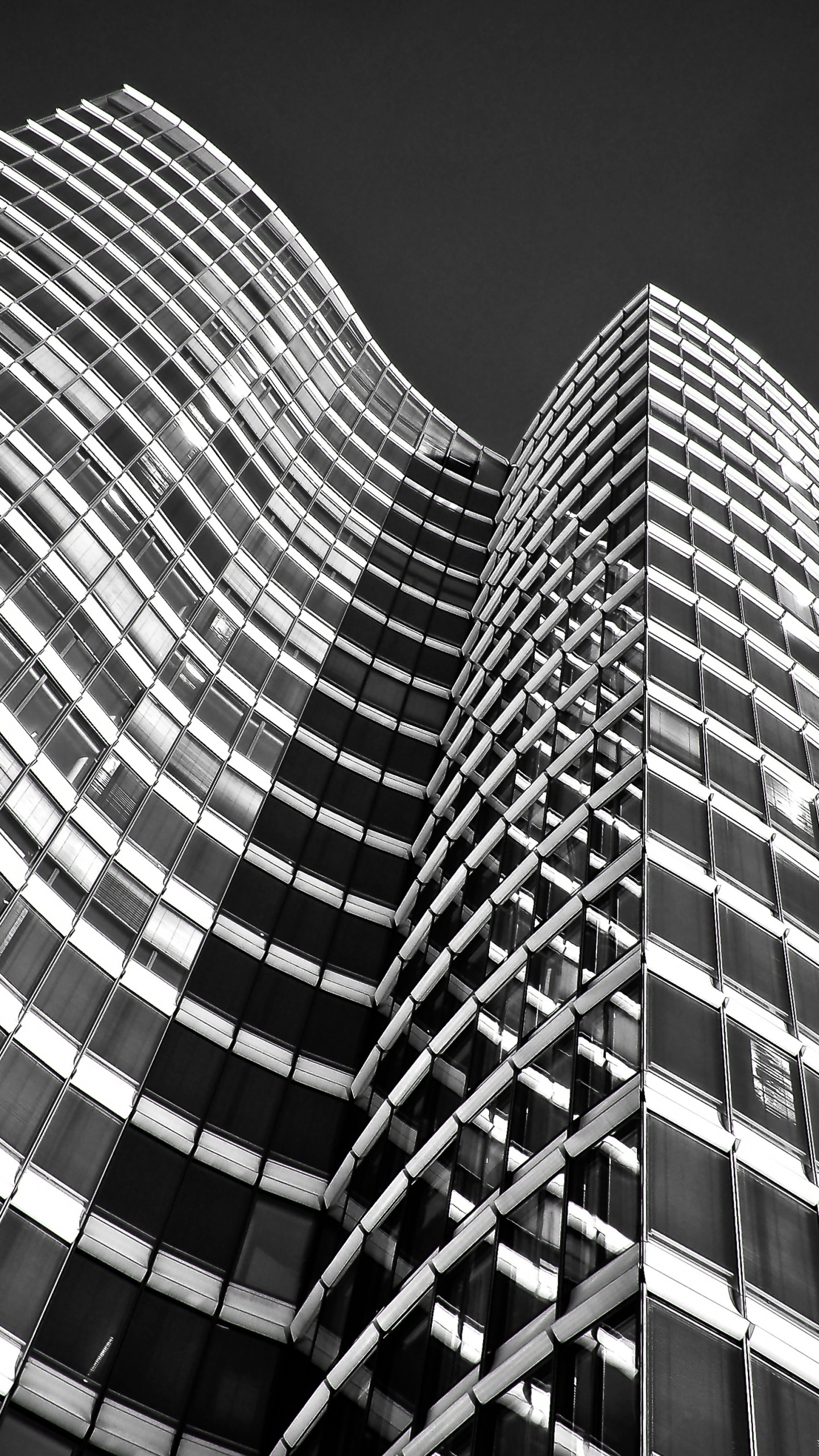 Foto en Escala de Grises de un Edificio de Gran Altura. Wallpaper in 1440x2560 Resolution