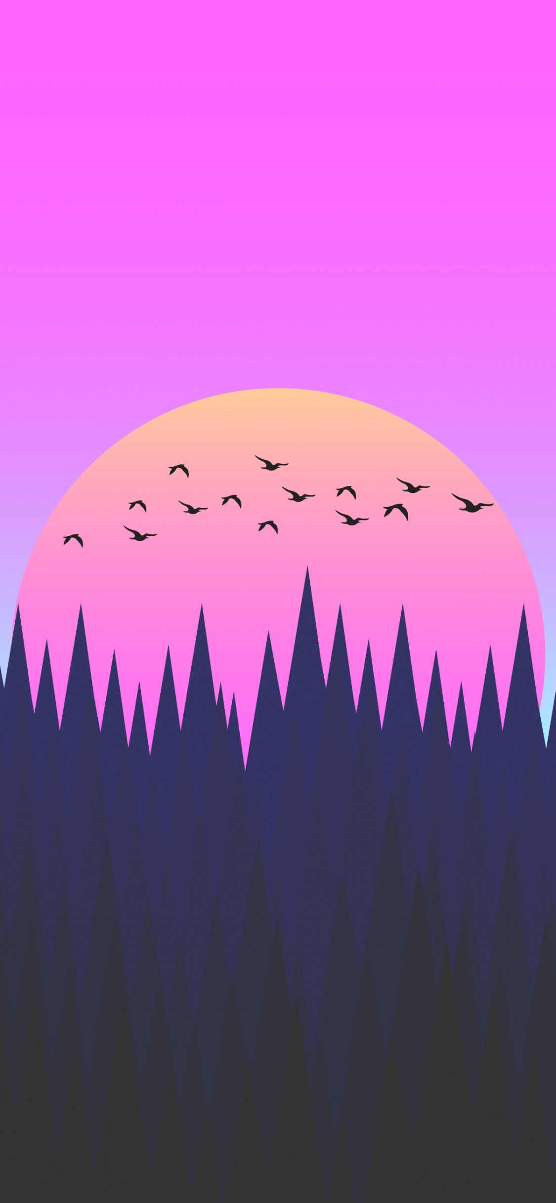 Minimalism, Purple, Pink, Magenta, Violet. Wallpaper in 1125x2436 Resolution