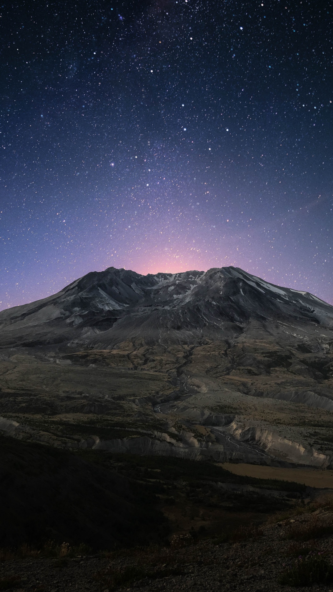 Mountain, Night, Mountainous Landforms, Highland, Star. Wallpaper in 1080x1920 Resolution