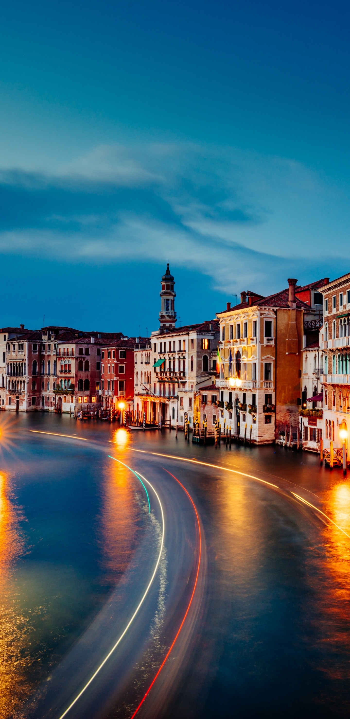 Time Lapse Photography of Cars on Road Between Buildings During Night Time. Wallpaper in 1440x2960 Resolution