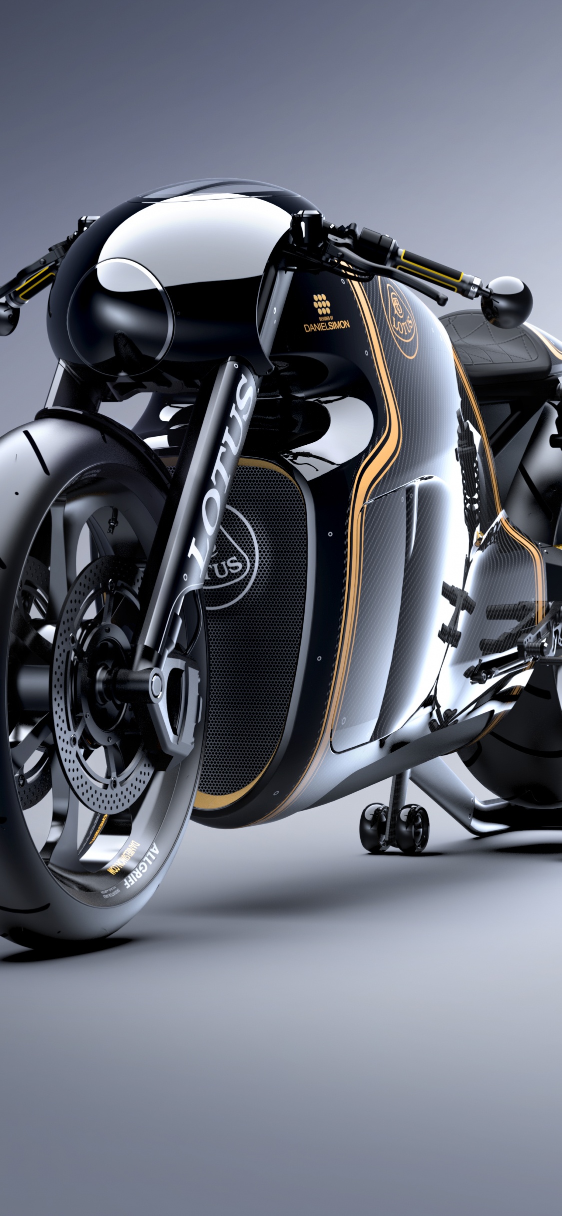 Schwarz-silbernes Sportmotorrad. Wallpaper in 1125x2436 Resolution