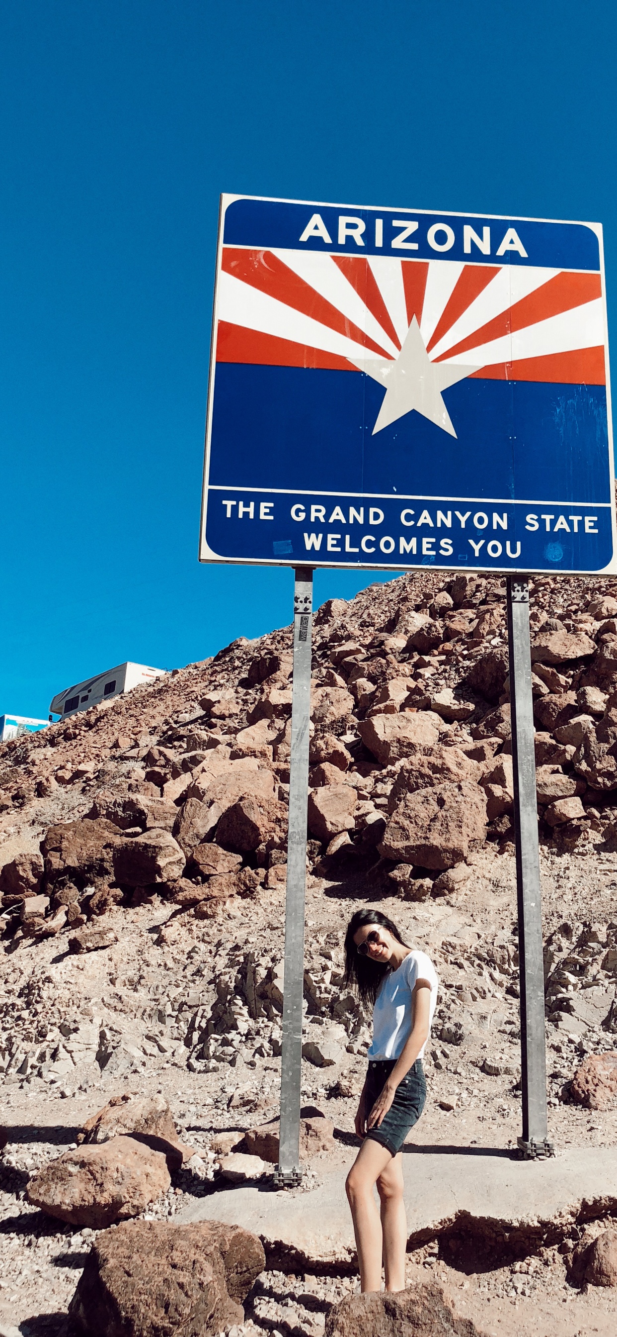 Arizona, Nevada, Welcome to Arizona Sign, Travel, Mountain Range. Wallpaper in 1242x2688 Resolution