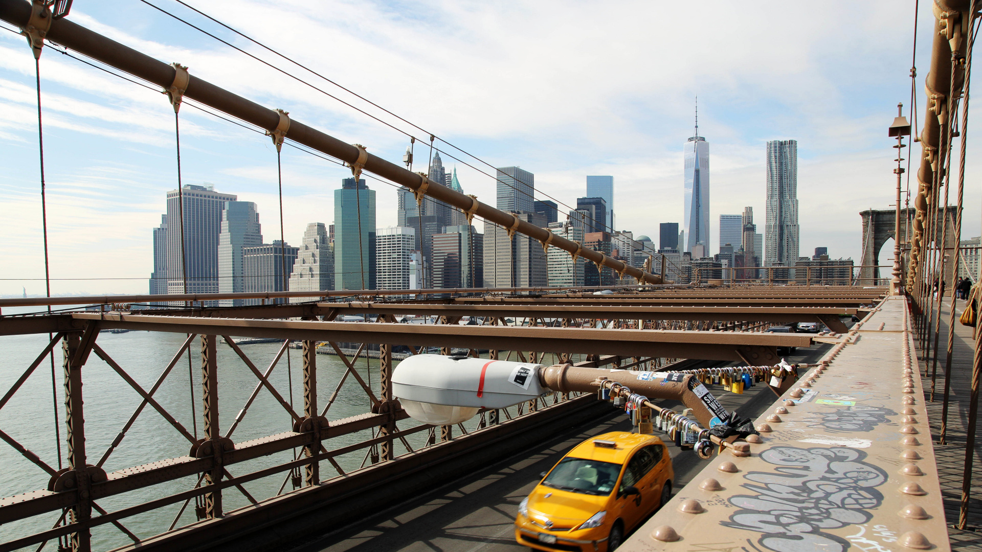 Yellow Taxi on Bridge During Daytime. Wallpaper in 1920x1080 Resolution