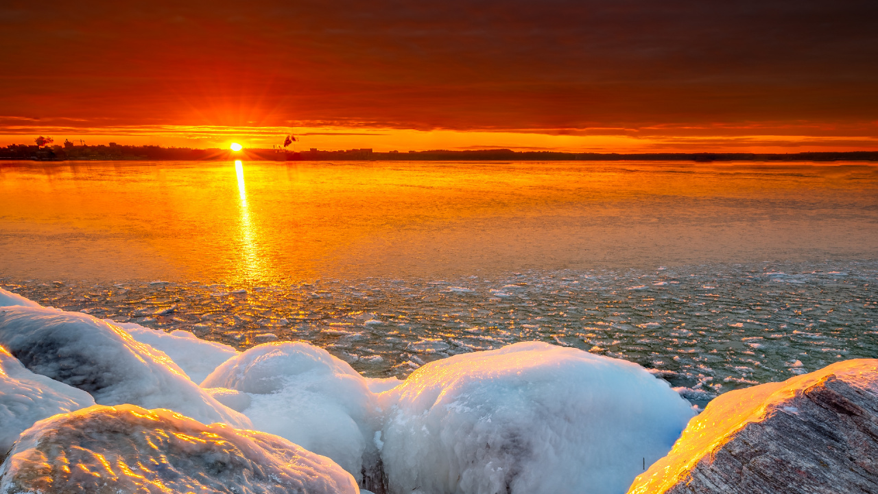 Sunset, Nature, Natural Landscape, Horizon, Rock. Wallpaper in 1280x720 Resolution