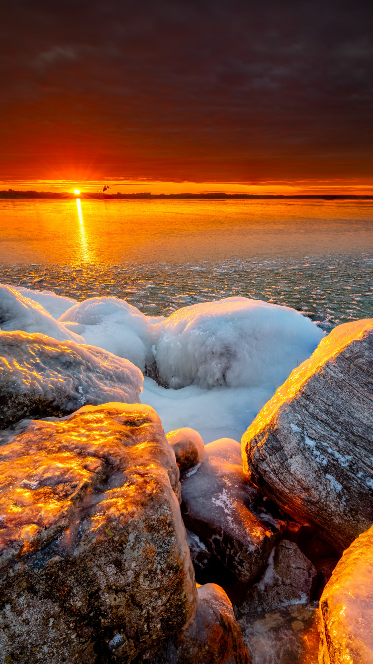 Sunset, Nature, Natural Landscape, Horizon, Rock. Wallpaper in 750x1334 Resolution