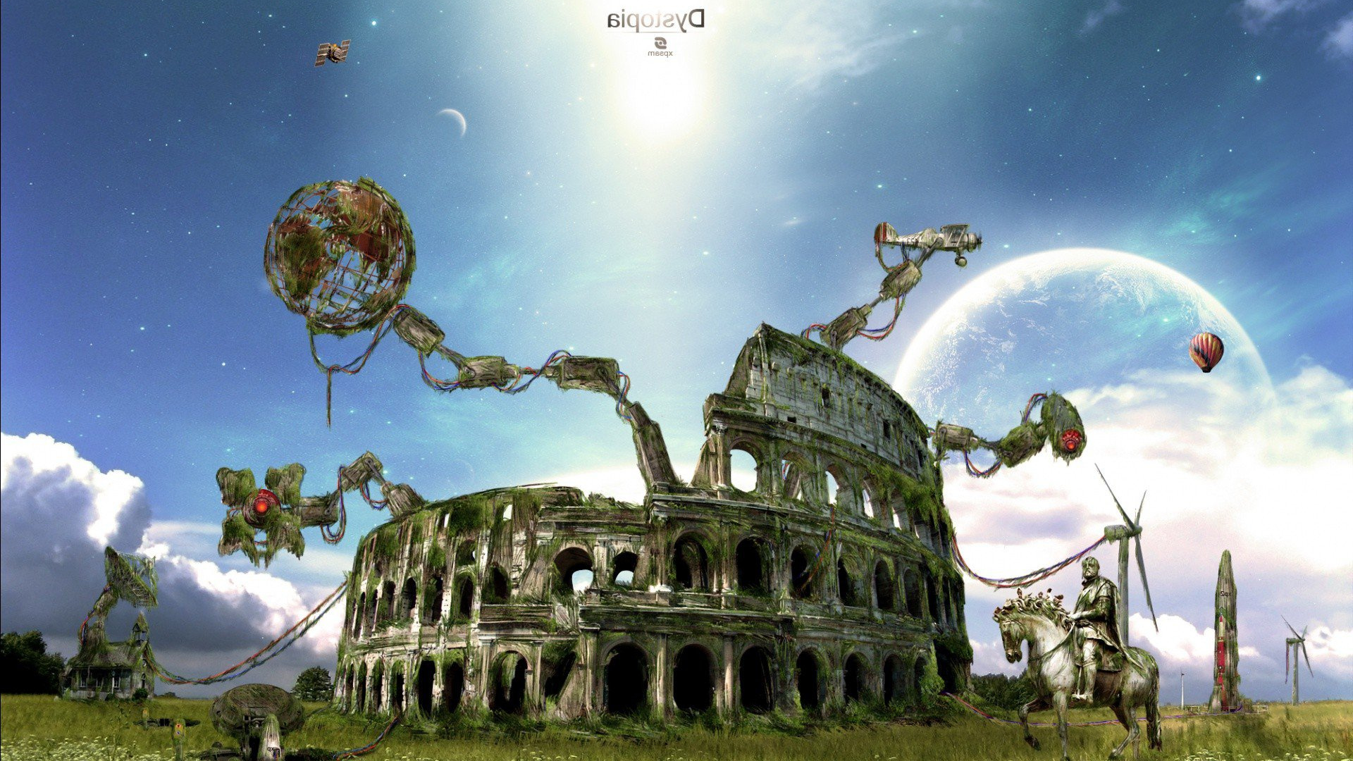 Menschen, Die Tagsüber Auf Grünem Gras in Der Nähe Von Grauem Betongebäude Unter Blauem Himmel Gehen. Wallpaper in 1920x1080 Resolution